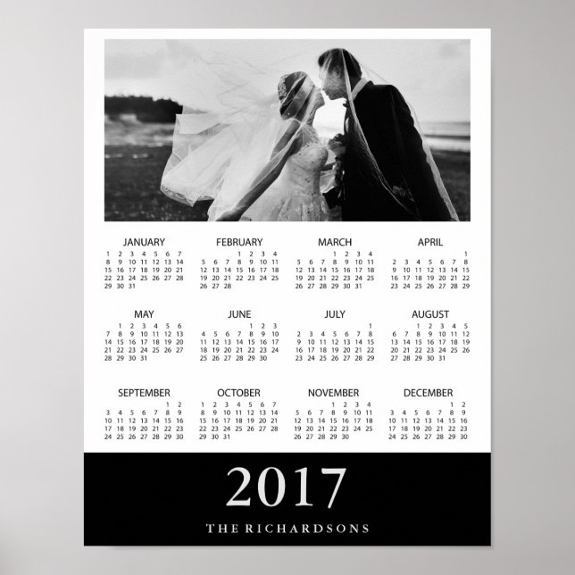 Black Stripe | Modern Minimal 2017 Photo Calendar Poster (Front)