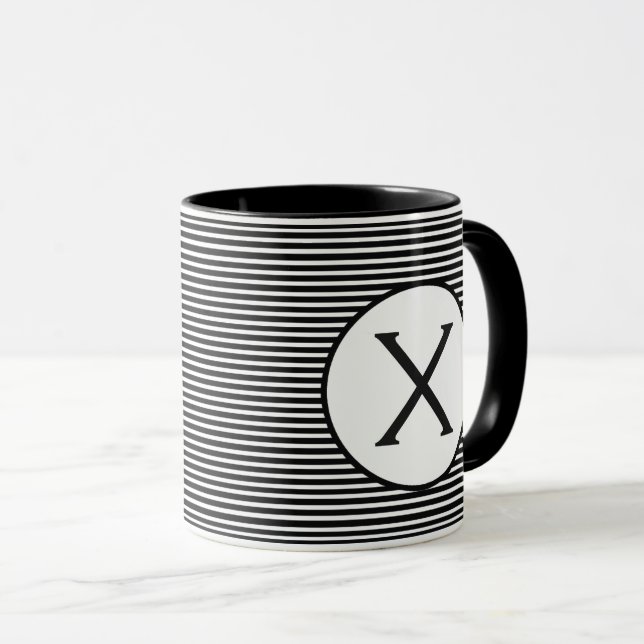 Black Stripe Monogram Mug (Front Right)