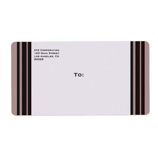 black stripe on purple business shipping label