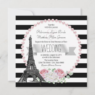 Black Stripe Paris French Country Paris Wedding Invitation