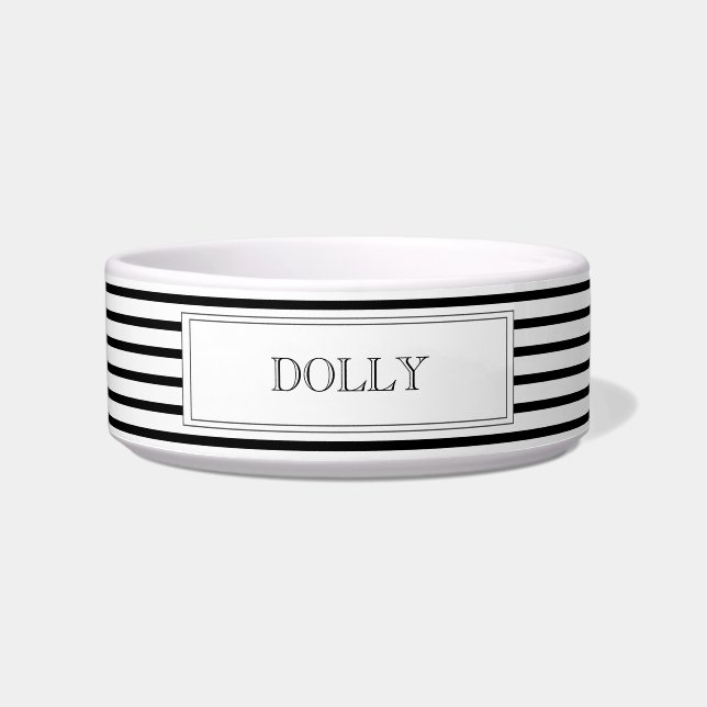 Black Stripe | Personalised Pet Bowl (Front)