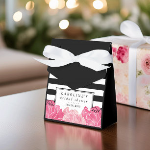 Black Stripe & Pink Peony Bridal Shower Favour Box