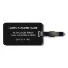 Black Stripe & Purple Pansy Monogram Luggage Tag