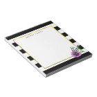 Black Stripe & Purple Pansy Personalised Notepad