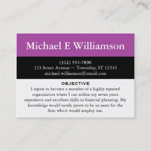 Black Stripe Purple RESUME Business Cards