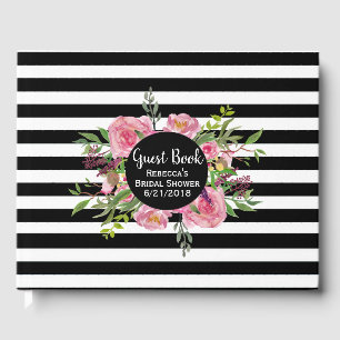 Black Striped Bridal Shower Guest Book