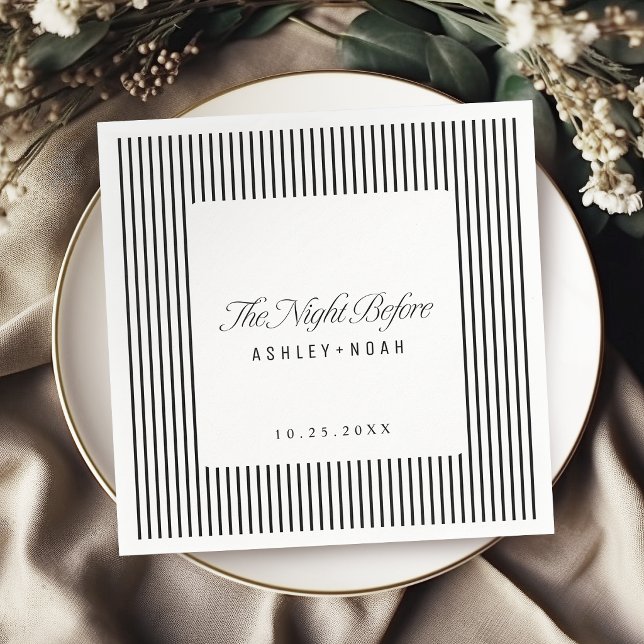 Black Striped Elegance Classy The Night Before Napkin (Black Striped Elegance Classy The Night Before Napkins)