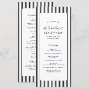 Black Striped Elegance Classy Wedding Program