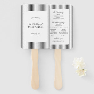 Black Striped Elegance Classy Wedding Program Hand Fan