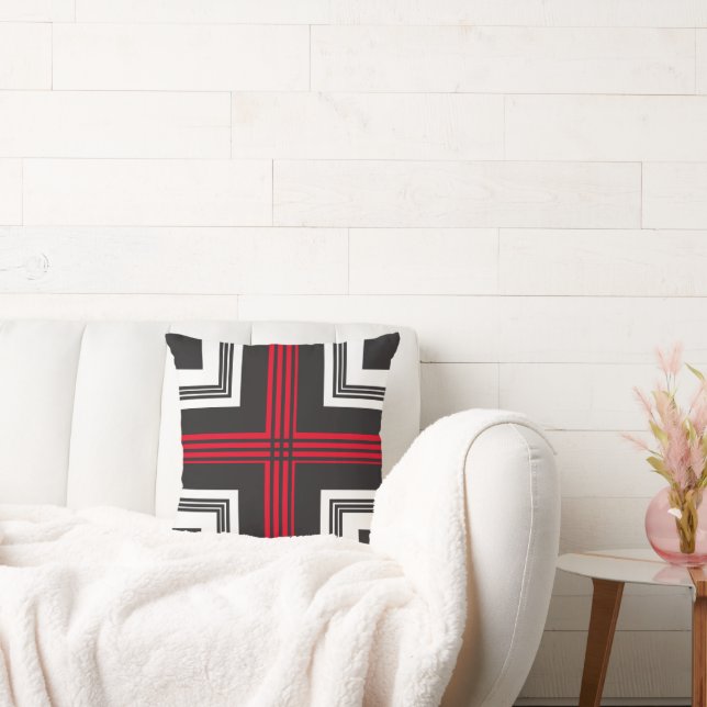 Black Striped Geometric Corners - Custom Cushion (Couch)