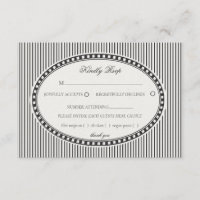 Black Striped Harlequin Pattern Wedding RSVP