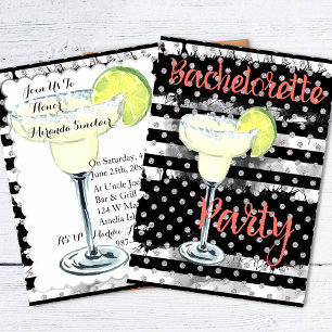 Black Striped Margarita Bachelorette Party Invitation