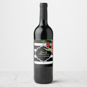 Black Stripes And Flowers- Graduations Wine Label