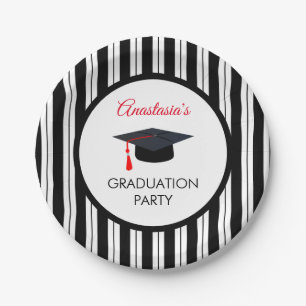 Black Stripes And Lines And Cap Paper Plate