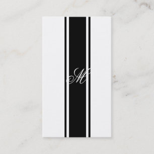 Black Stripes and Monogram Business Card