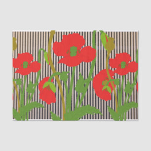 BLACK STRIPES AND RED POPPIES Tissue Paper