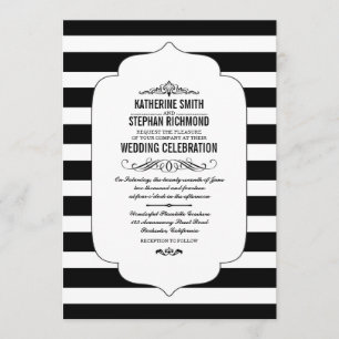 Black Stripes Ascot Chic Wedding Invitations
