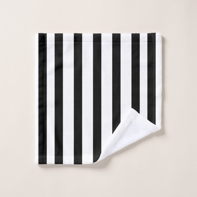 Black Stripes Bath Towel Set (Wash Cloth)