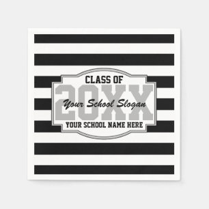 Black Stripes Class of 20XX Graduation Party Napkin
