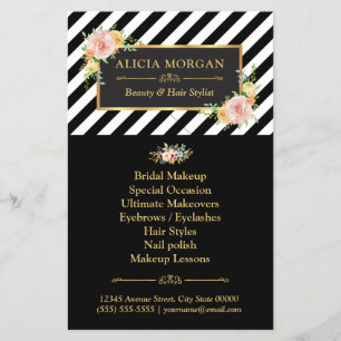 Black stripes gold frame floral flyer