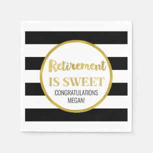 Black Stripes Gold Retirement is Sweet Napkin