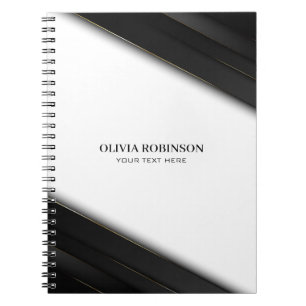 Black Stripes Gold Thin Lines Notebook