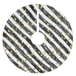 Black stripes, golden confetti, seamless pattern. brushed polyester tree skirt