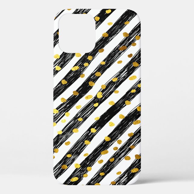 Black stripes, golden confetti, seamless pattern. Case-Mate iPhone case (Back)