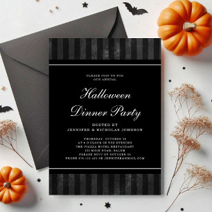 Black Stripes Halloween Dinner Party Invitation