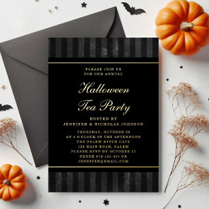 Black Stripes Halloween Tea Party Gold