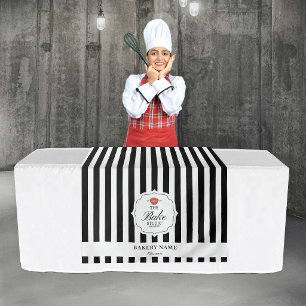 Black Stripes Logo Table Pop Up Shop Vendor Runner Tapestry