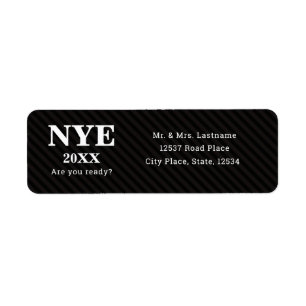 Black Stripes New Year Party Return Address Label