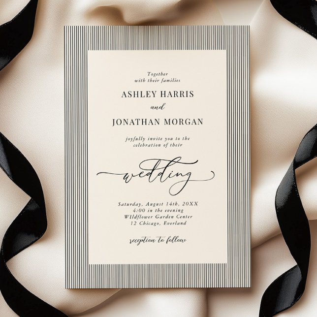 Black Stripes Old Money Wedding Invitation (Creator Uploaded)