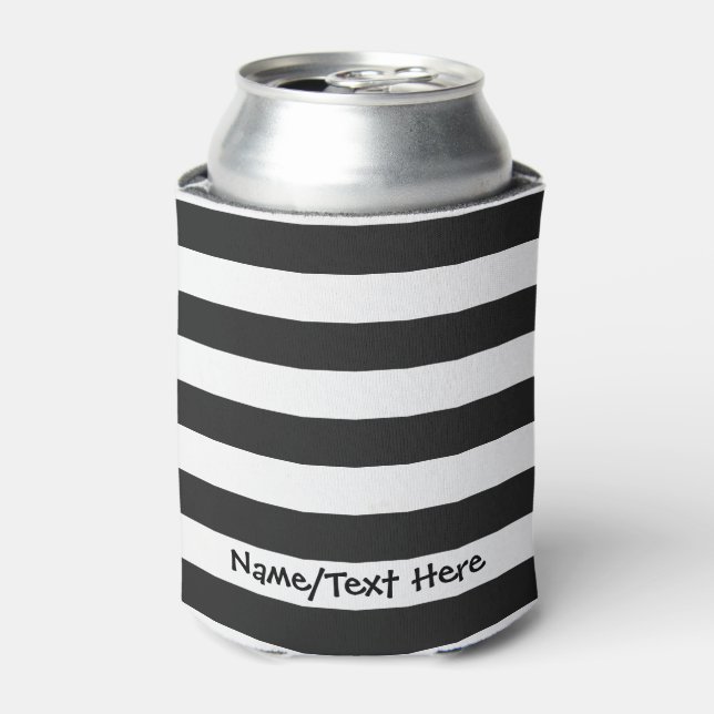 Black Stripes on any Colour with Custom Name Can Cooler (Can Front)