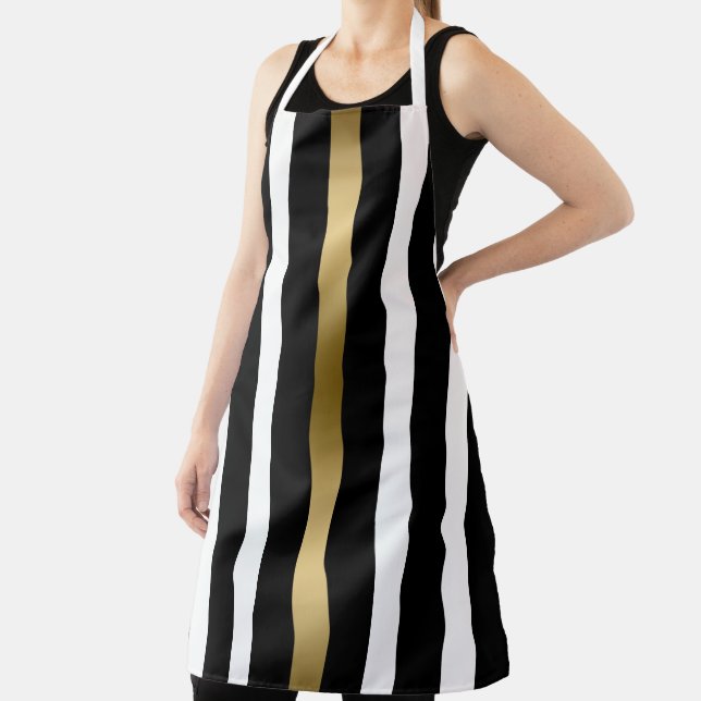 Black Stripes Pattern Apron (Insitu)