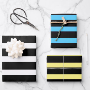 Black Stripes pattern custom backgrounds Wrapping Paper Sheet