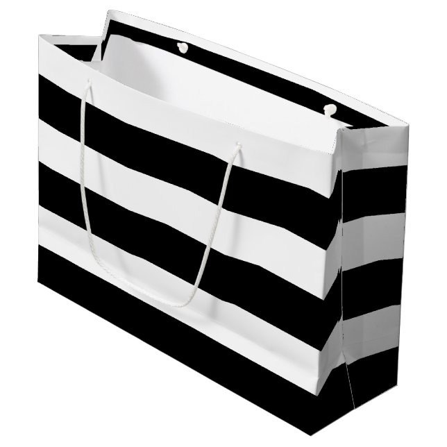 Black Stripes Pattern {pick your background colour Large Gift Bag (Front Angled)