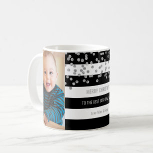 Black Stripes Silver Photo Best Grandpa Christmas Coffee Mug
