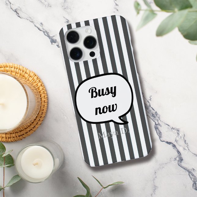 Black Stripes Speech Bubble Personalise iPhone Case (Creator Uploaded)
