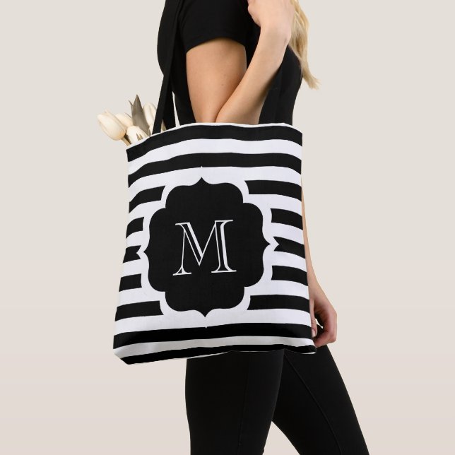 Black Stripes Tote Bag (Close Up)
