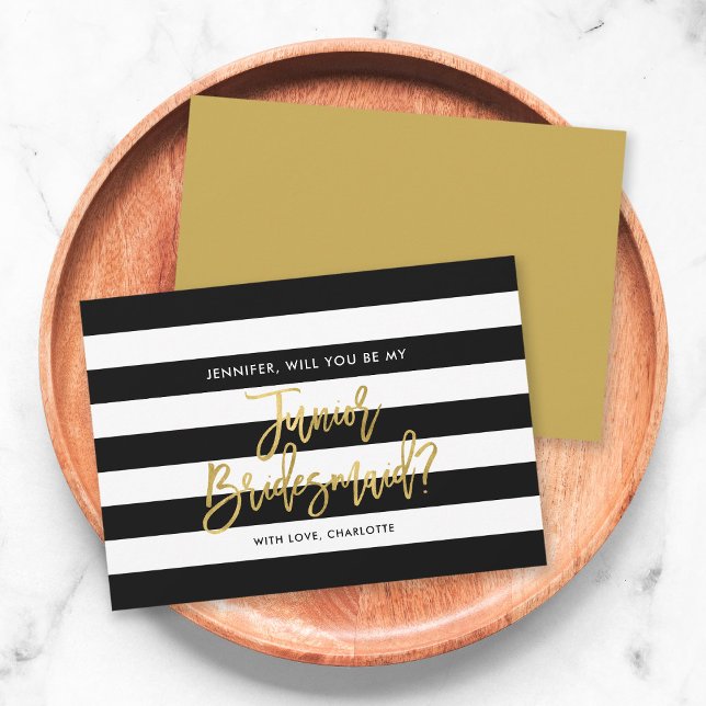 Black Stripes Will You Be My Junior Bridesmaid Invitation (Creator Uploaded)