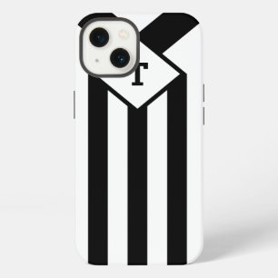 Black Stripes with Monogram on White iPhone Case