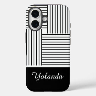 Black Stripes with Name  iPhone 16 Case
