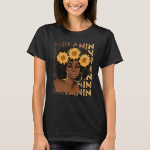 Black Strong Girl Afro Sunflower Melanin African A T-Shirt
