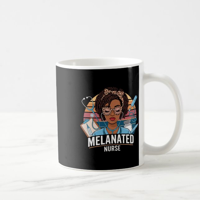 Black Strong Nurse Afro Girl Melanin African Ameri Coffee Mug (Right)