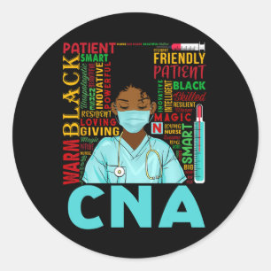 Black Strong Nurse Cna Afro Melanin African Americ Classic Round Sticker