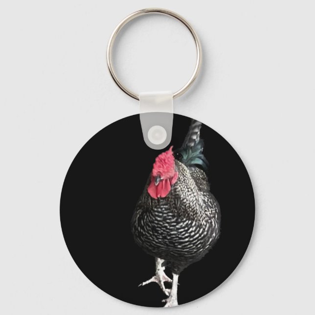 Black Strutting Cockerel No 3   Key Ring (Front)