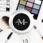 Black Stylised Bridesmaid Monogram Compact Mirror<br><div class="desc">A personalised compact mirror for your wedding bridesmaid or maid of honour that has her initial and name stylised on a black background. Edit to replace initial and name. Select your compact mirror style.</div>
