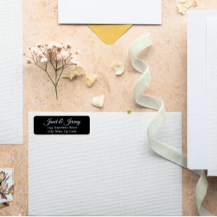 Black Stylised Name Wedding Address Return Address Label