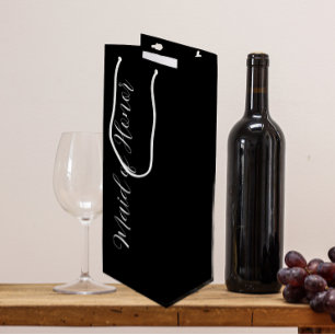 Black Stylised Script Maid of Honour Wine Gift Bag
